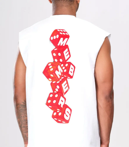 Débardeur à manches courtes pour homme, 100% coton blanc uni, impression numérique personnalisée du logo de la marque, taille plus - Product Image 3