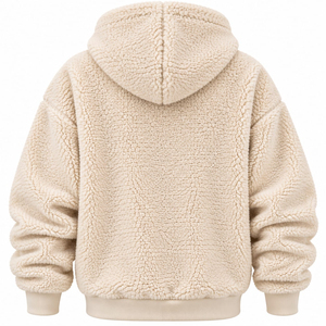 Fleece <b>Sherpa</b> Hooded Sweatshirt Beige Casual Winter Wear Anti-Pilling Knitted Pullover Solid Color Men's <b>Hoodies</b> & Sweatshirts - Product Image 4