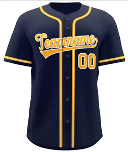 Maillot de baseball personnalisé, uniforme d'équipe, nom/numéro personnalisés, sublimé, antibactérien, col en V, manches courtes, polyester/nylon - Product Image 3