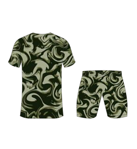 Custom sublimated soccer uniform set for <b>men</b> with olive green and dark green marble swirl pattern print jersey and matching - Product Image 3