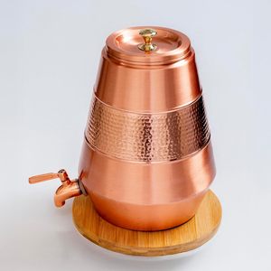 Pure Copper <b>Water</b> Dispenser <b>with</b> Stand & <b>Tap</b> Handcrafted Hammered Ayurvedic <b>Water</b> Storage <b>Container</b> for Home Dining - Product Image 4