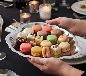 Plateau de service élégant en forme de feuille, finition polie, avec poignée, pour usage résidentiel, événements de mariage, restaurants et cadeaux - Product Image 5