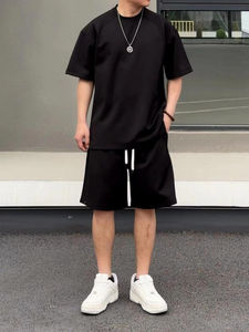 Conjuntos Cortos para Hombre, Conjuntos de 2 Piezas, Trajes Deportivos Casuales, Trajes Deportivos de Manga Corta para Hombre, Adecuados para Correr - Product Image 3