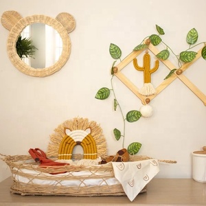 Ensemble de meubles pour chambre d'enfant, 4 miroirs muraux ronds, petit jouet mignon en rotin, chat, lapin, lapin, ours, souris en forme d'animal - Product Image 2