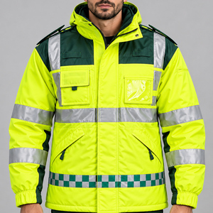 <b>Hi</b> <b>Vis</b> Safety <b>Jacket</b> Men Yellow Reflective Workwear Water Resistant Windproof Custom Printed Outdoor Protective Apparel - Product Image 2