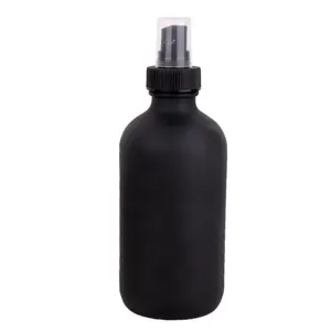 定制120毫升长缸泵喷雾透明哑光黑色香水水玻璃瓶，用于皮肤护理和园艺浇水