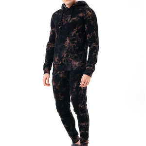 Custom Printed Heavyweight Acid Wash Fleece Casual Men's Hooded Track <b>Suit</b> 2-Piece Plus Size Cotton Winter Reversible Breathable - Product Image 1