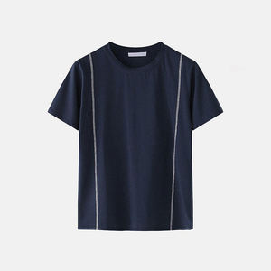 เสื้อยืดคอกลมผ้าฝ้ายสีครีมสำหรับผู้ชาย พิมพ์โลโก้ตามสั่งด้านหน้า สวมใส่สบายๆ ในฤดูร้อน - Product Image 4
