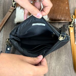 Stylish Hair-on Metallic Genuine Cowhide Leather Clutch Wallet Premium Pattern Wristlet <b>Purse</b> Organizer Perfect for Cash & Cards - Product Image 6
