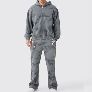 Conjunto de chándal con capucha y estampado tie-dye para hombre, manga larga, cremallera frontal, corte holgado, ropa de calle, pantalones deportivos para invierno - Product Image 3
