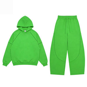 Ensemble de survêtements streetwear 100% coton, en molleton brodé, avec pantalon de survêtement et sweat à capuche personnalisés, unisexe - Product Image 5