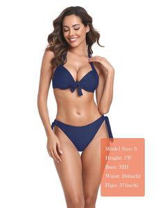 Ensemble bikini deux pièces sexy pour femme, séchage rapide, avec armatures, décolleté plongeant en V, couleur unie, coussinets amovibles, respirant, pour la plage - Product Image 6