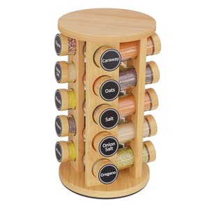 Bamboo <b>Spice</b> Carousel Rack 12 <b>Jars</b> - Wholesale Kitchen Organizer India - Product Image 2