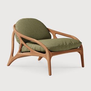 Elegant <b>Teak</b> Wood Armchair Olive Green Cushion Lounge <b>Chair</b> - Product Image 1