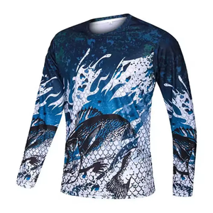 Chemises de pêche pour hommes en polyester premium à manches longues, protection UV UPF 50+, respirantes, style jersey en maille sublimée - Product Image 1