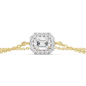 14K Gold Rhodium Plated IGI Certified Lab Grown Emerald Cut Diamond Halo <b>Adjustable</b> <b>Bracelet</b> 0.74 CT Minimalist Engagement Gift - Product Image 3