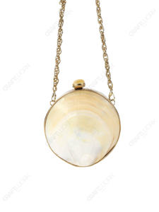 Pochette en coquille d'ormeau ivoire, sac de soirée rond en coquillage naturel avec cadre doré, luxe minimaliste pour mariée, export OEM - Product Image 5