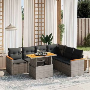 Set Divano da Giardino Grigio con Cuscini, Resistente ai Raggi UV, in Rattan PE, Arredamento da Esterno dal Design Contemporaneo, Impermeabile per Uso in Giardino - Product Image 1