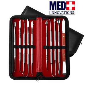 Juego de 10 instrumentos quirúrgicos de acero inoxidable, herramientas manuales de depilación dental con estuche de tallado para depilación - Product Image 6