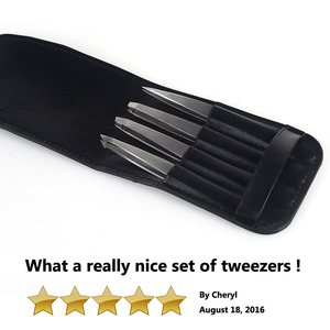Juego de Pinzas para Cejas y Pestañas de Acero Inoxidable de Alta Calidad, 4 Piezas, Doradas, con Punta Puntiaguda, Tijeras de Resorte, Colores Personalizados - Product Image 5