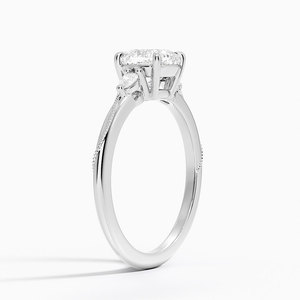 Bague BOJ 032 en argent 925, coupe coussin, camélia, trois pierres, diamant 2 carats couleur D VVS1, moissanite certifiée GRA, prix bas - Product Image 2
