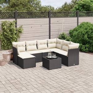 Set di divani da giardino modulari in polyrattan nero da 8 pezzi - Product Image 1