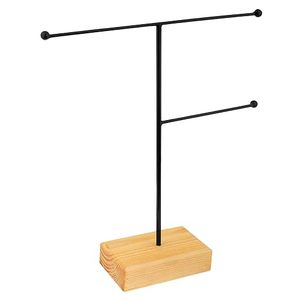 Support de présentation de bijoux moderne avec barres réglables pour colliers, bracelets et boucles d'oreilles, base rectangulaire - Product Image 2