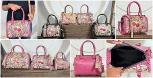 OEM ODM New Handmade Tooled Leather Floral Cherry Design Women Western Crossbody <b>Shoulder</b> <b>Bag</b> Durable Fashion Travel Handbags - Product Image 3