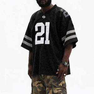 Camiseta de Fútbol Americano Negra Extra Grande para Hombre, Estilo Urbano, Sublimación, Impresión 21, Ropa Deportiva Personalizada, Fabricación al por Mayor OEM - Product Image 1