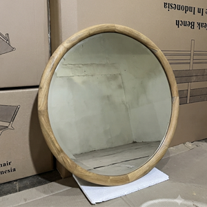 Solid Teak Wood Round Accent Mirror Large Framed Wall Mirror for Luxury Hotel Lobby Console <b>Table</b> Decorative Furniture Vendor - Product Image 4