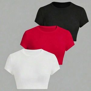 Camiseta Corta Personalizada con Logotipo para Mujer, Transpirable, de Spandex, con Estampado, Tejido de Verano, Servicio OEM ODM, 100% Algodón, Ropa de Bangladesh - Product Image 3