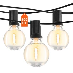 Catena Luminosa LED Impermeabile da Esterno 30m, 2700K Dimmerabile, 50 Lampadine G40 Infrangibili (Base E12, Lampada in PVC) - Product Image 1