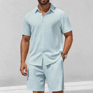 Wholesale Summer Men's Casual Shorts <b>Set</b> Plain Color Solid 100% Cotton Jersey Quick Dry Knitted Pocket Customized Logo <b>Twin</b> <b>Set</b> - Product Image 1