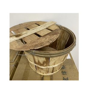CESTA REDONDA NATURAL PARA ALMACENAMIENTO Regalos Cesta de cosecha de otoño vacía para frutas verduras, jardín de casa y suministros para fiestas - Product Image 5