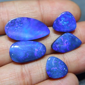 Australian Blue Fire Opal Doublet Cabochon Natural Loose Opal Gemstone for Jewelry Making - Product Image 1