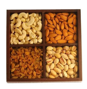 Boîte de rangement ronde en bois pour fruits secs avec compartiments séparés et couvercle hermétique en bois pour la cuisine - Product Image 2