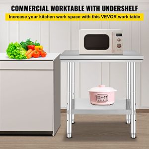 Tavolo da Preparazione Resistente 24 X 30 X 31 Pollici, Capacità di Carico 700 Libbre, 3 Livelli di Altezza Regolabili, Lavello in Acciaio Inox, Capacità di Carico 3000 Libbre - Product Image 2