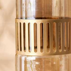 Vase de sol moderne en verre avec anneau métallique, bouche large, décoration de luxe pour la maison, idéal pour un cadeau de pendaison de crémaillère - Résistant à la rouille - Product Image 4