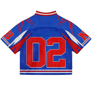 Men's Retro Soccer American Football Jersey Oversized Boxy Mesh T-<b>Shirt</b> V-Neck Embroidery Anti-UV Moisture-Wicking Streetwear - Product Image 4