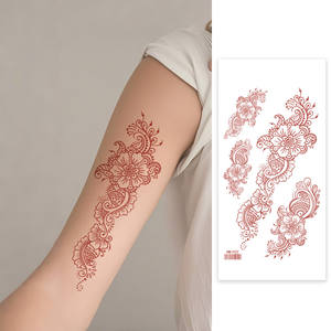 Autocollants de tatouage au henné brun en gros pochoirs Mehndi de mariée imperméables pour les mains et les pieds Art corporel temporaire pour les femmes - Product Image 1