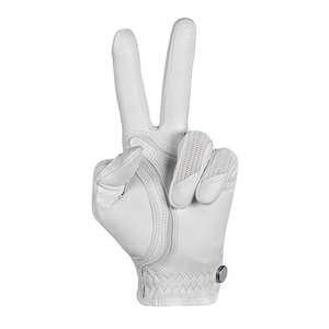 Gant de golf pour homme en cuir Cabretta de qualité supérieure, maille perforée respirante, ajustement doux et rafraîchissant, sangle réglable, main gauche, blanc - Product Image 4