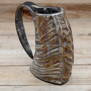 Eco-Friendly Polished Organic Material Modern Horn Coffee Mug <b>Set</b>-Unique Men's Beer & Mead Tankard Gift - Product Image 4