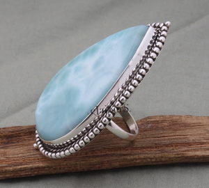 Long Pear Shape Gemstone <b>Ring</b> 925 Sterling <b>Silver</b> Handmade <b>Statement</b> <b>Ring</b> Wholesale Supplier - Product Image 2