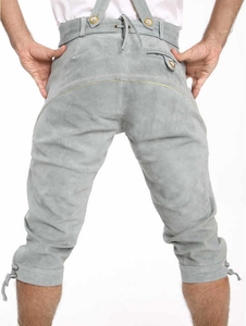 High Quality Leather Trachten for Men Traditional Bavarian Shorts with Flower Embroidery Genuine Leather Lederhosen for Men Wear - Product Image 3
