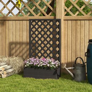Jardinière et potager surélevé noirs pour plantes grimpantes d'extérieur avec treillis - Product Image 2