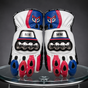 Gants de moto en cuir vert néon, protection complète des doigts, équipement de motocross unisexe - Product Image 5