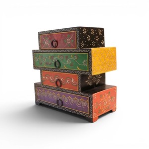 Handcrafted Wooden 4 <b>Drawer</b> <b>Storage</b> Organizer Decorative Jewelry Cabinet Multi <b>Drawer</b> <b>Storage</b> <b>Box</b> - Product Image 4