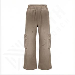 Streetwear Unisex Hombre Jogger Pantalones Peso pesado Algodón de gran tamaño French Terry Doble cintura Baggy Cargo Pantalones de chándal - Product Image 2