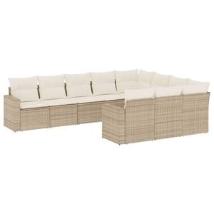 Conjunto de Sofás Grandes para Jardín en Ratán Sintético Beige con Acero con Recubrimiento en Polvo, Muebles de Exterior Premium - Product Image 2