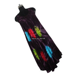 Vestido de rayón tie-dye para mujer, vestido tipo paraguas con diseño colorido, ropa de playa bohemia, vestido largo. - Product Image 1